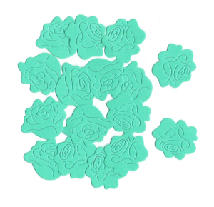 Scrapki papierowe kwiaty, róże 30mm 16 sztuk - turkusowe