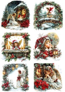 Papier ryżowy A4 do decoupage Artando  - anioły, aniołki, święta, zima