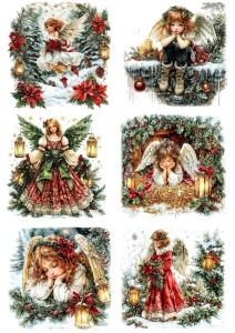 Papier ryżowy A4 do decoupage Artando  - anioły, aniołki, święta, zima