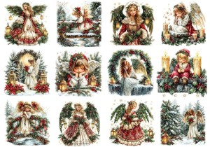 Papier ryżowy A4 do decoupage Artando  - anioły, aniołki, święta, zima