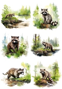 Papier ryżowy A4 Artando do decoupage - szopy, las, drzewa