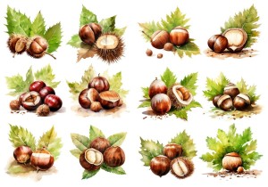 Papier ryżowy A4 Artando do decoupage - kasztany, orzechy, liście