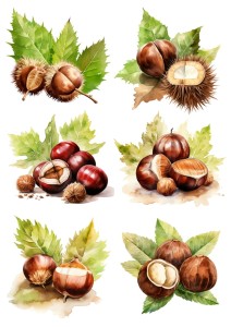 Papier ryżowy A4 Artando do decoupage - kasztany, orzechy, liście