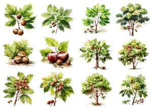 Papier ryżowy A4 Artando do decoupage - kasztany, orzechy, drzewa, liście 