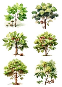 Papier ryżowy A4 Artando do decoupage - kasztany, orzechy, drzewa, liście