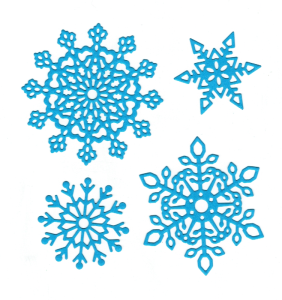 Scrapki papierowe śnieżynki, gwiazdki niebieskie - 4 sztuki