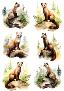 Papier ryżowy A4 Artando do decoupage - łasice, kuny, las, drzewa