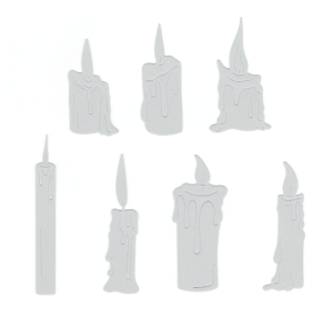Scrapki papierowe białe perłowe świece - 7 sztuk