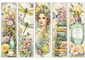 Papier ryżowy A4 Artando do decoupage - kwiaty, książki, wazki, kobieta