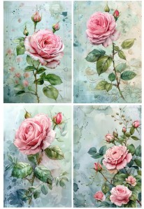 Papier ryżowy A4 Artando do decoupage - kwiaty, róże, róża