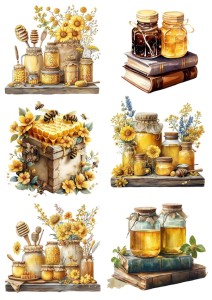 Papier ryżowy A4 Artando do decoupage - pszczoły, miód, ule, plastry, kwiaty