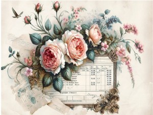 Papier ryżowy A4 Artando do decoupage - kwiaty, róże, Vintage, napisy 