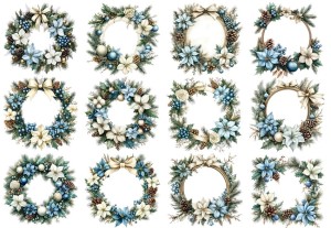 Papier ryżowy A4 do decoupage Artando - wianki, stroiki, kwiaty, szyszki, bombki