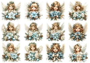 Papier ryżowy A4 do decoupage Artando - anioły, aniołki, kwiaty, poinsecja, stroiki