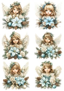 Papier ryżowy A4 do decoupage Artando - anioły, aniołki, kwiaty, poinsecja, stroiki