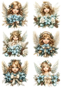 Papier ryżowy A4 do decoupage Artando - anioły, aniołki, kwiaty, poinsecja, stroiki