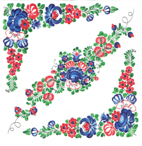 Serwetka decoupage 33x33 cm - ludowa, folklor, kwiaty