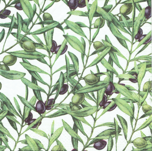Serwetka decoupage 33x33 cm - oliwki, owoce, liście