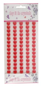 Serca serduszka samoprzylepne z koronką, naklejki, dżety, czerwone - 10mm 70szt