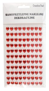 Serca serduszka samoprzylepne, naklejki, dżety - 8mm 99 sztuk 