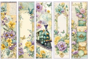 Papier ryżowy A4 Artando do decoupage - kwiaty, motyle, pociąg