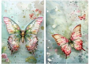 Papier ryżowy A4 Artando do decoupage - kwiaty, róże, pszczoły