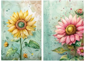 Papier ryżowy A4 Artando do decoupage - kwiaty, kwiatki, słoneczniki