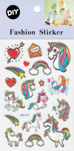 Naklejki, stickersy foliowe - jednorożce, koniki, tęcza