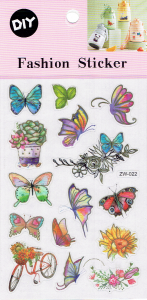 Naklejki, stickersy foliowe - motyle, motylki, kwiaty, rower