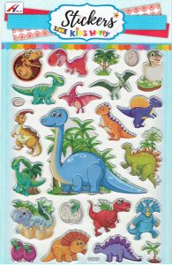 Naklejki wypukłe, puffy - dinozaury, jaja, palmy