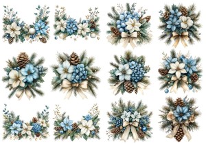 Papier ryżowy A4 do decoupage Artando - kwiaty, szyszki, bukiety, stroiki, święta