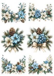 Papier ryżowy A4 do decoupage Artando - kwiaty, szyszki, bukiety, stroiki, święta 