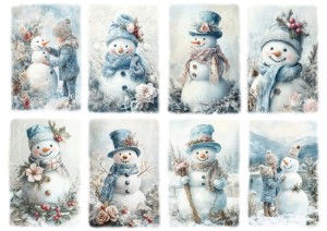 Papier ryżowy A4 do decoupage Artando - bałwany, dzieci, kwiaty, zima, mróz, szron