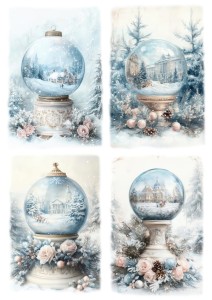 Papier ryżowy A4 do decoupage Artando - kule, bombki, zima, mróz, szron