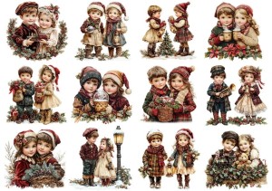 Papier ryżowy A4 do decoupage Artando - dzieci, dziecko, święta, zima