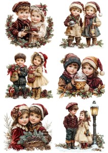 Papier ryżowy A4 do decoupage Artando - dzieci, dziecko, święta, zima