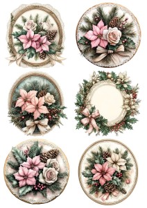 Papier ryżowy A4 do decoupage Artando - stroiki, ramki, kwiaty, szyszki, ostrokrzew