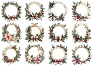 Papier ryżowy A4 do decoupage Artando - stroiki, ramki, kwiaty, szyszki, ostrokrzew