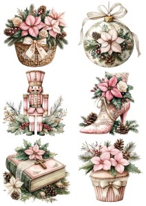 Papier ryżowy A4 do decoupage Artando - bombki, ozdoby, kwiaty, stroiki, święta