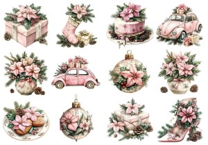 Papier ryżowy A4 do decoupage Artando - bombki, ozdoby, kwiaty, stroiki, święta