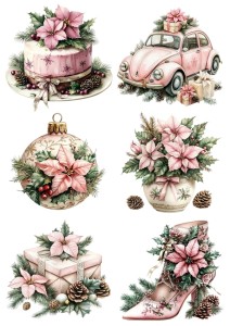 Papier ryżowy A4 do decoupage Artando - bombki, ozdoby, kwiaty, stroiki, święta