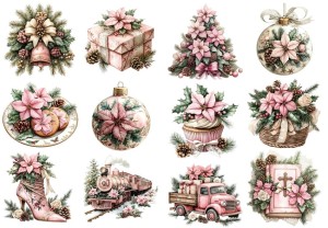 Papier ryżowy A4 do decoupage Artando - bombki, ozdoby, kwiaty, stroiki, święta