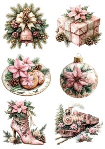 Papier ryżowy A4 do decoupage Artando - bombki, ozdoby, kwiaty, stroiki, święta 