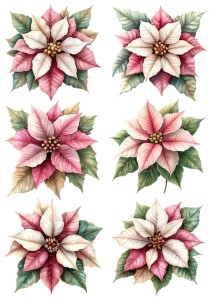 Papier ryżowy A4 do decoupage Artando - kwiaty, poinsecja