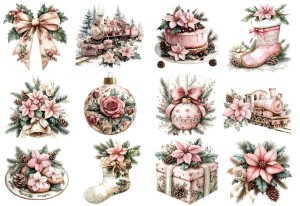 Papier ryżowy A4 do decoupage Artando - bombki, ozdoby, kwiaty, stroiki, święta