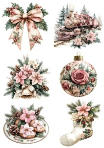 Papier ryżowy A4 do decoupage Artando - bombki, ozdoby, kwiaty, stroiki, święta