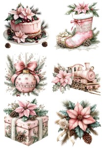 Papier ryżowy A4 do decoupage Artando - bombki, ozdoby, kwiaty, stroiki, święta