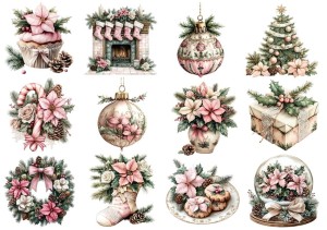 Papier ryżowy A4 do decoupage Artando - bombki, ozdoby, kwiaty, stroiki, święta