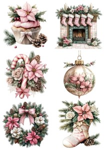 Papier ryżowy A4 do decoupage Artando - bombki, ozdoby, kwiaty, stroiki, święta