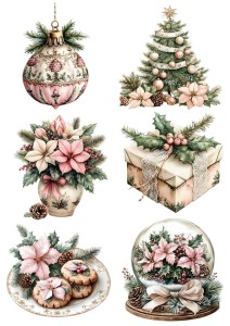 Papier ryżowy A4 do decoupage Artando - bombki, ozdoby, kwiaty, stroiki, święta